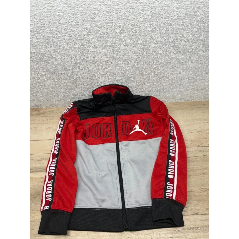 Air Jordan Kids Track Jacket Size: 4-5Yrs Full Zip Red Black Gray